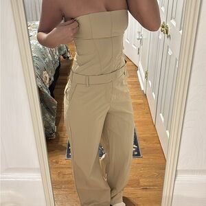 Zara Strapless Beige Jumpsuit